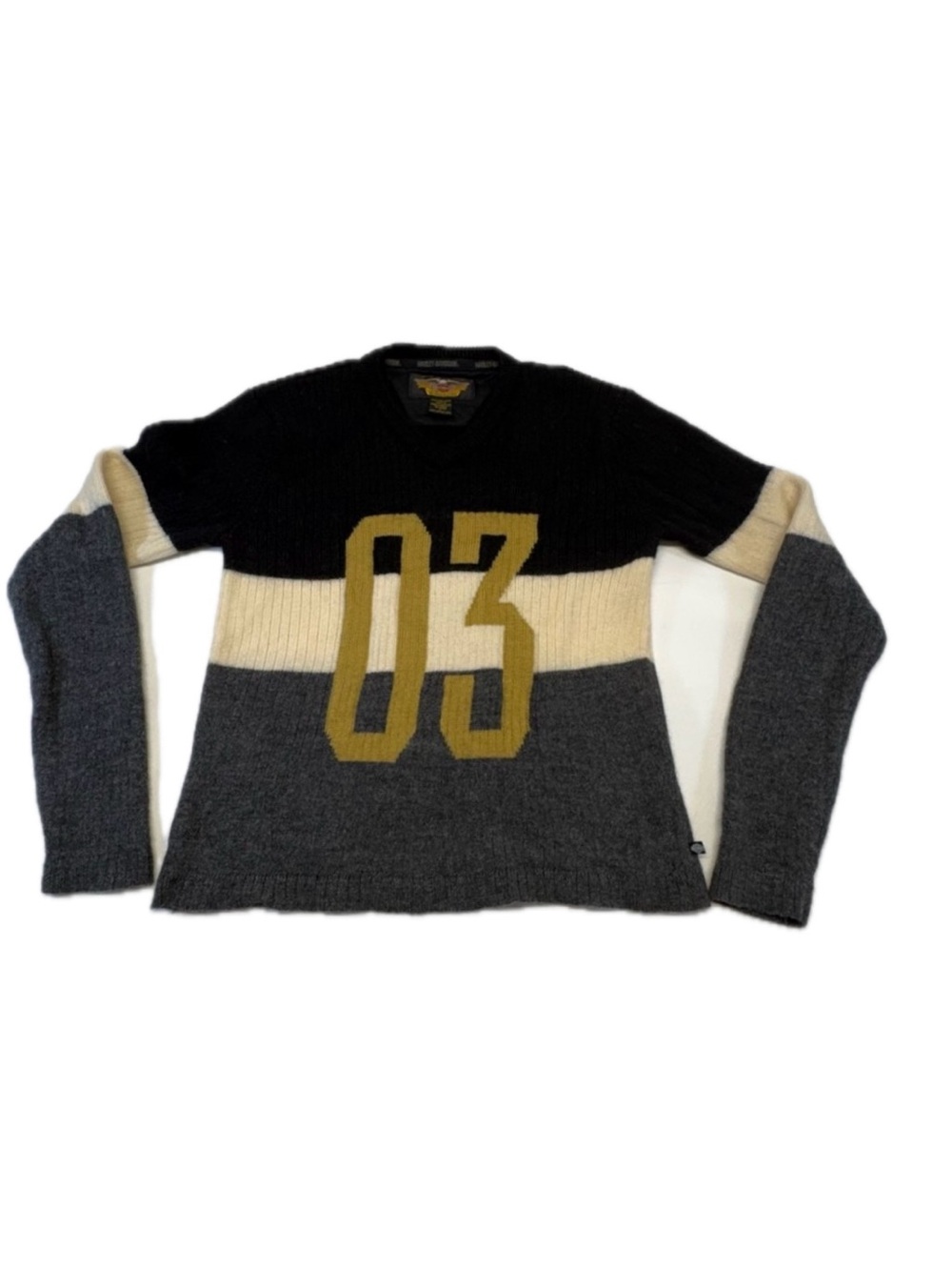 Rare 2003 Harley Davidson 100th Anniversary Wool Sweater - Shrunk/Mended
